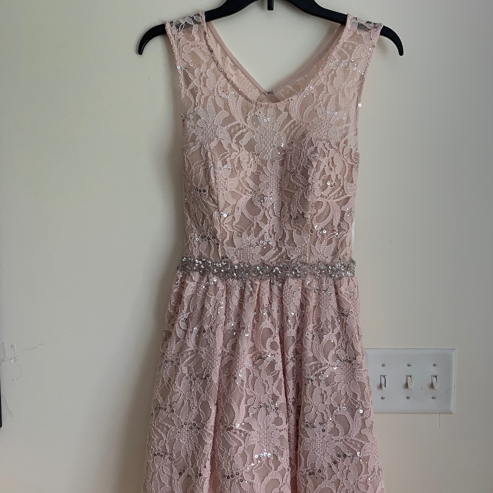 Sparkly taupe formal dress